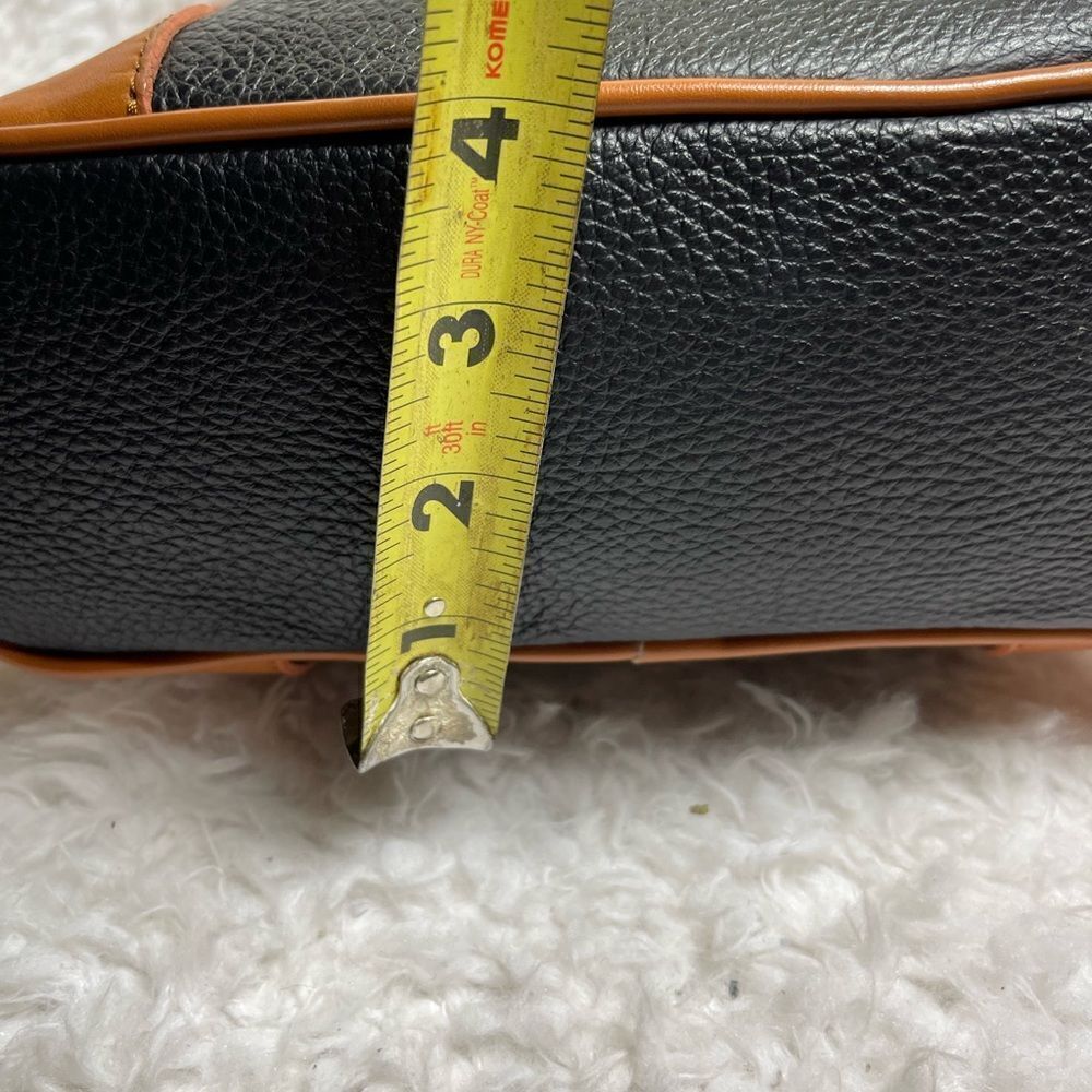 Valentina Italia black pebble leather bucket style shoulder bag tan trim… - Picture 7 of 10